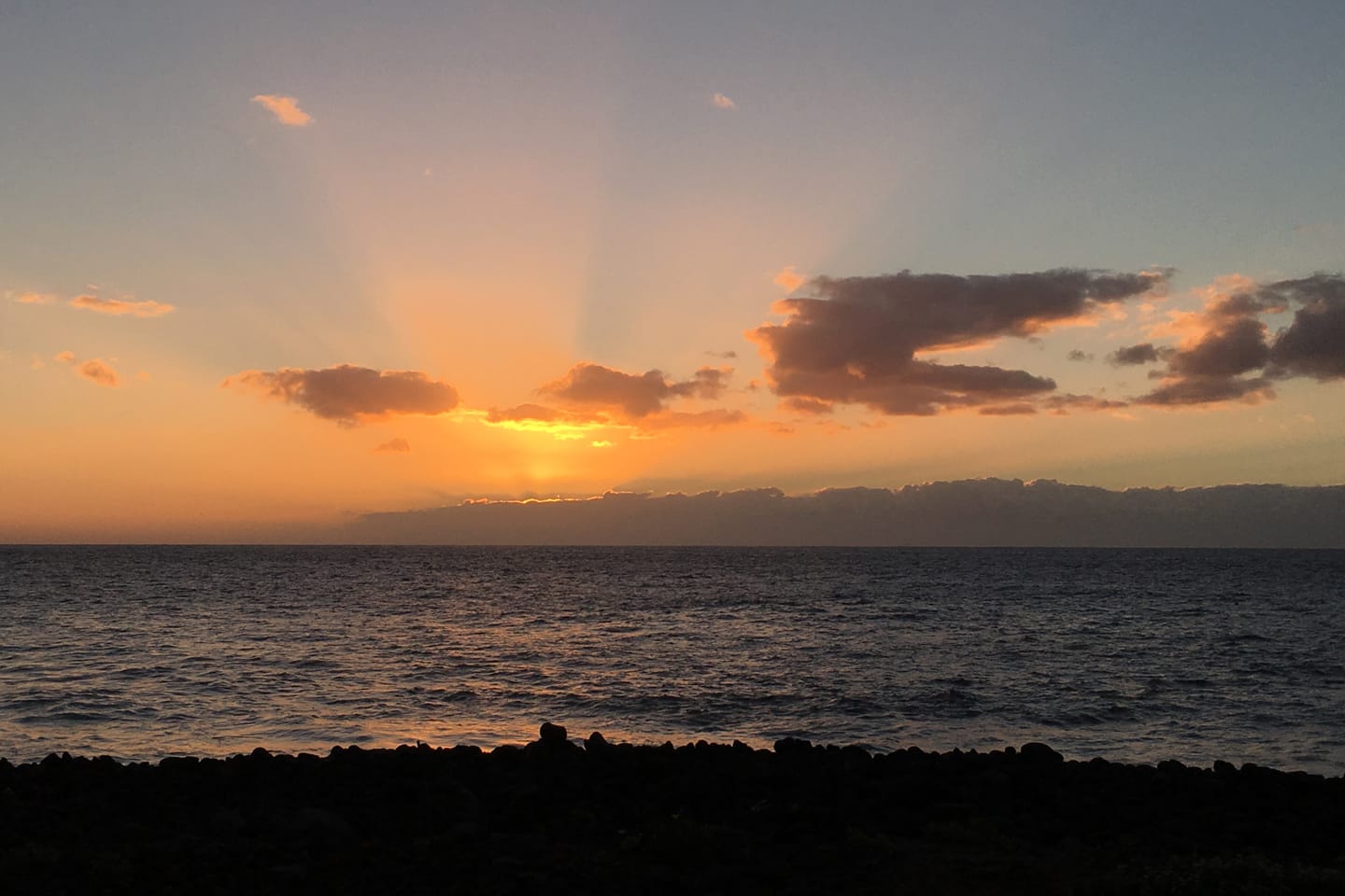 Puesta de sol sobre el mar, La Palma